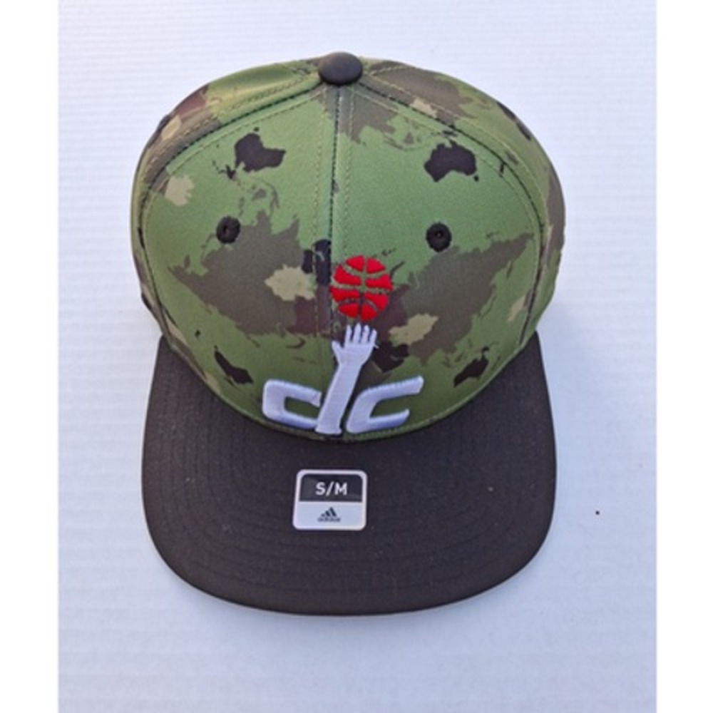 Washington Wizards Adidas Fitmax 70 Continent Camo Flat Bill Hat - S/M - New!